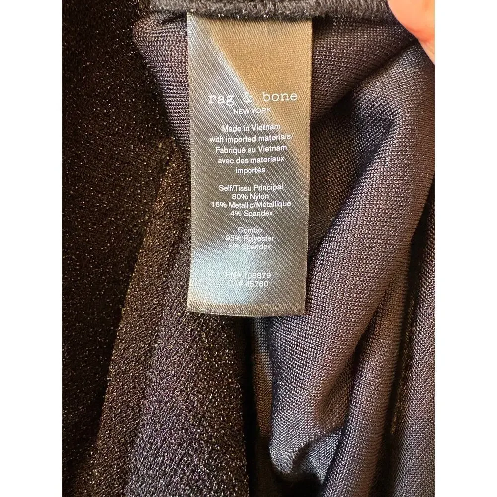 Rag and Bine Lilith Metallic Stretch-Jersey Blouse XXS - Picture 9 of 10